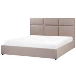 Beliani Ottoman Bed Fabric Lagord 180 X 200 Cm (Eu Super King) Taupe - thumbnail 4
