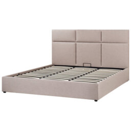 Beliani Ottoman Bed Fabric Lagord 180 X 200 Cm (Eu Super King) Taupe - thumbnail 7