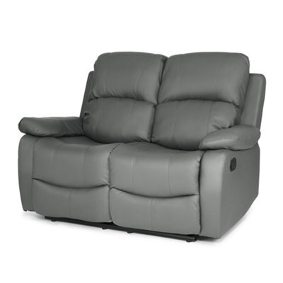 Bravich Charcoal Grey Faux Leather Manual Recliner Sofa - 2 Seater - image 1