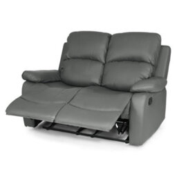 Bravich Charcoal Grey Faux Leather Manual Recliner Sofa - 2 Seater - thumbnail 5