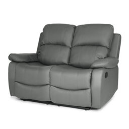 Bravich Charcoal Grey Faux Leather Manual Recliner Sofa - 2 Seater - thumbnail 1