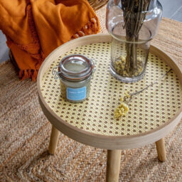 Spot On Dealz Side Table Natural Wooden Accent Table With Pine Legs And Mdf Tray Compact Round Design Small End Table - thumbnail 3