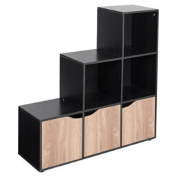 Urbn-Living 6-Cube Step Shelving Unit With Wooden Door - thumbnail 1