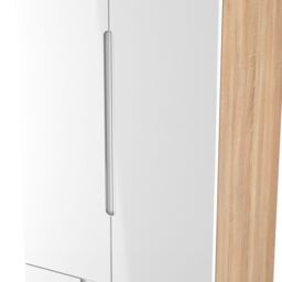 Messina Ready Assembled Modern White & Oak 2 Drawer Tall Double Wardrobe (H)1970mm (W)770mm (D)530mm - thumbnail 2