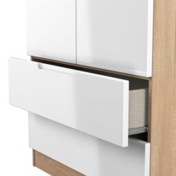 Messina Ready Assembled Modern White & Oak 2 Drawer Tall Double Wardrobe (H)1970mm (W)770mm (D)530mm - thumbnail 4
