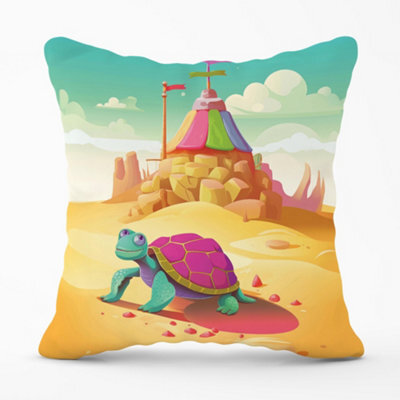 Warren Reed Designer Turtle On A Beach Holiday Cushions 45Cm X 45Cm - image 1