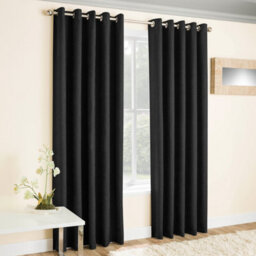 Enhanced Living Vogue Black 90 X 90 Inch (229X229Cm) Eyelet Thermal Noise Reducing Dim Out Curtains (Pair) - thumbnail 2