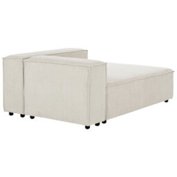 Beliani Modular Corner Sofa 3 Seater Ardal Corduroy Off-White With Ottoman Left Hand - thumbnail 9