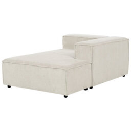 Beliani Modular Corner Sofa 3 Seater Ardal Corduroy Off-White With Ottoman Left Hand - thumbnail 8