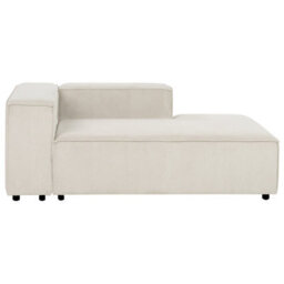 Beliani Modular Corner Sofa 3 Seater Ardal Corduroy Off-White With Ottoman Left Hand - thumbnail 7
