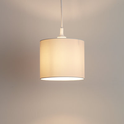 GoodHome Kpezin Cream Fabric Dyed Circular Light Shade (D)20Cm - image 1