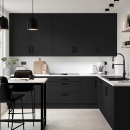 Premium Kitchens Ethos Matt Black Modern Drawer Front, Bridging Door & Bi-Fold Door (H)356mm (W)797mm (T)18mm - thumbnail 2