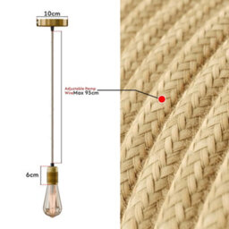 Ledsone Industrial Hemp Pendant Light E27 Base Ceiling Fixture 95Cm Adjustable Height For Living Room Bedroom - thumbnail 4