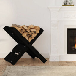 Berkfield Log Holder Black 47X39.5X48 Cm Solid Wood Pine - thumbnail 3