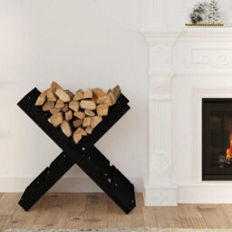 Berkfield Log Holder Black 47X39.5X48 Cm Solid Wood Pine