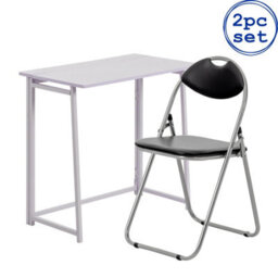 Harbour Housewares Deluxe Folding Wooden Desk & Chair Set - Lilac/black - Durable Compact Computer Office Study Desk & Chair Set
