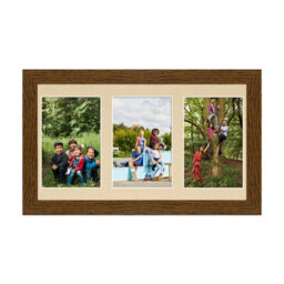AK Frames 40X20Cm Dark Oak Modern Multi Photo Frame With Ivory Mount - Holds 3 Apertures (3X) 6X4 Photos - thumbnail 1