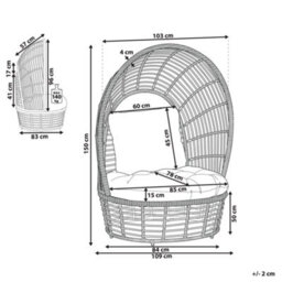 Beliani Garden Armchair Lido Rattan Beige - thumbnail 3