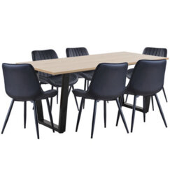 Hallowood Furniture Dudley Dining Table 1.8M With 6 Black Bonded Leather Chairs - thumbnail 8