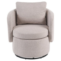Beliani Swivel Armchair Horsens With Storage Fabric Beige - thumbnail 3