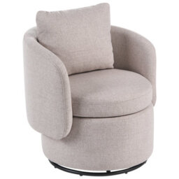 Beliani Swivel Armchair Horsens With Storage Fabric Beige - thumbnail 1