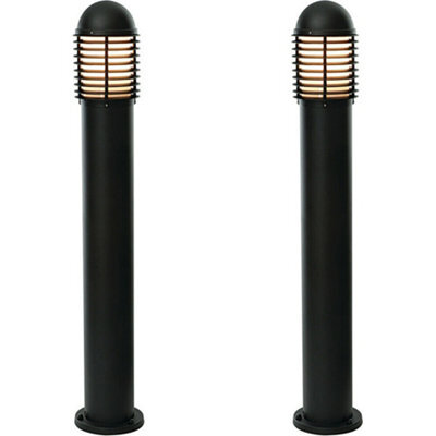 2 Pack Outdoor Ip44 Bollard Light Matt Black 1000mm Lamp Post Garden Driveway - image 1