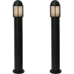2 Pack Outdoor Ip44 Bollard Light Matt Black 1000mm Lamp Post Garden Driveway - thumbnail 1