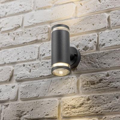 CGC Lighting Cgc Dark Grey Up And Down Outdoor Wall Light Clear Ring Diffuser Modern Garden Patio Outside Door Terrace Gu10 Ip54 Weatherproof - image 1