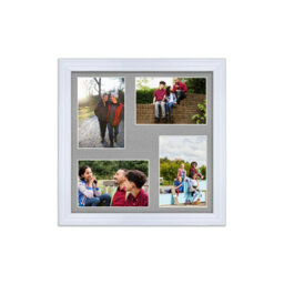 AK Frames 12X12 White Classic Multi Photo Frame With Silver Mount - Holds 4 Apertures (4X) 6X4 Photos - thumbnail 1