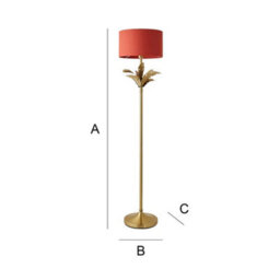 Valuelights Christina Rust Red Drum Shade Gold Palm Leaf Detail Single Stem Floor Lamp - thumbnail 8