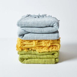 Homescapes Nirvana Slub Cotton Lime Green Throw, 150 X 200 Cm - thumbnail 7