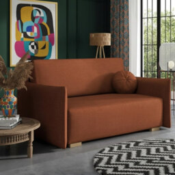 Viva Glov Iii Sofa Bed With Sleep Function Storage Container Chipboard Wooden Frame Sinuous Spring 154X98X85Cm Orange - thumbnail 2