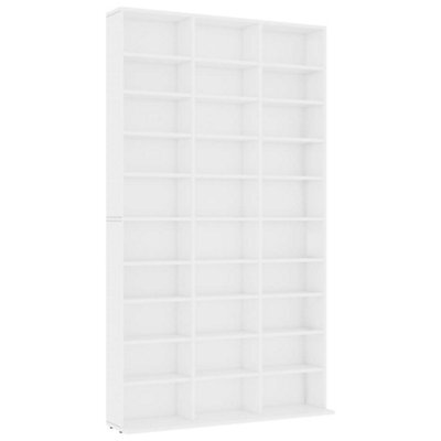 Berkfield Durable Cd Cabinet White 102X16X177.5 Cm Engineered Wood