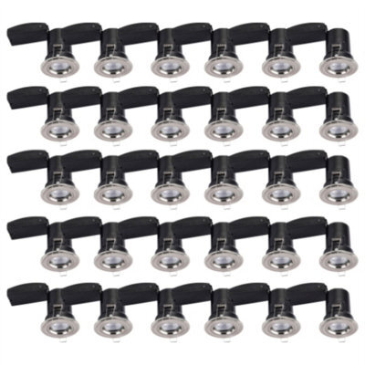First Choice Lighting Set Of 30 Fire Rated Downlights - Brushed Chrome Fixed Gu10 Recessed - image 1