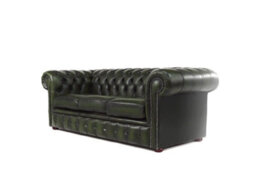 Chesterfield 3 Seater Antique Green Leather Sofa In Classic Style - thumbnail 5