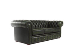 Chesterfield 3 Seater Antique Green Leather Sofa In Classic Style - thumbnail 6