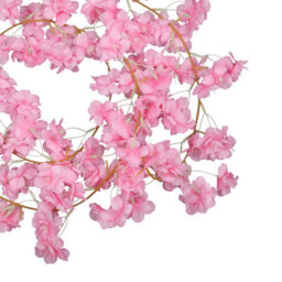 Neel Blue Pink Artificial Silk Rose Flower Cherry Blossom Garland Vines, 144 Head, 180Cm - thumbnail 3