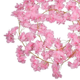 Neel Blue Pink Artificial Silk Rose Flower Cherry Blossom Garland Vines, 144 Head, 180Cm - thumbnail 2