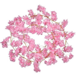 Neel Blue Pink Artificial Silk Rose Flower Cherry Blossom Garland Vines, 144 Head, 180Cm