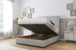 "Comfort Kensington Silver Naples Ottoman Bed Base With 26"" Strutted Headboard 2'6 Small Single" - thumbnail 2