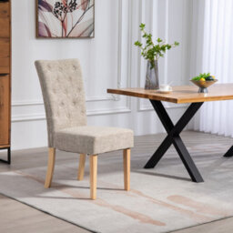 Set Of 2 Pienza Fabric Dining Chairs - Brown - thumbnail 3
