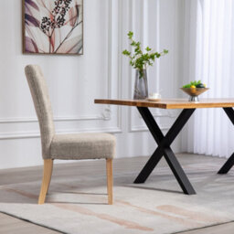 Set Of 2 Pienza Fabric Dining Chairs - Brown - thumbnail 4