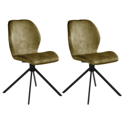 Beliani Set Of 4 Dining Chairs Swivel Morrison Velvet Green - image 1