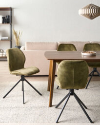 Beliani Set Of 4 Dining Chairs Swivel Morrison Velvet Green - thumbnail 2