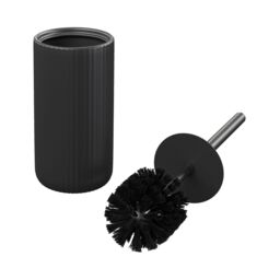 GoodHome Rawa Matt Black Ribbed Effect Ceramic Toilet Brush & Holder - thumbnail 3