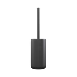 GoodHome Rawa Matt Black Ribbed Effect Ceramic Toilet Brush & Holder - thumbnail 2