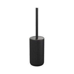 GoodHome Rawa Matt Black Ribbed Effect Ceramic Toilet Brush & Holder