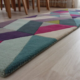 Blue Green Geometric Funky Handmade Luxurious Modern Wool Rug For Living Room And Bedroom-170Cm X 240Cm - thumbnail 6