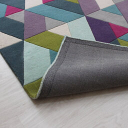 Blue Green Geometric Funky Handmade Luxurious Modern Wool Rug For Living Room And Bedroom-170Cm X 240Cm - thumbnail 3