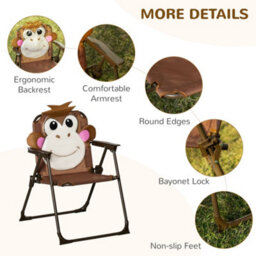 Outsunny Kids Foldable Four-Piece Garden Set W/ Table, Chairs, Umbrella - Brown - thumbnail 6